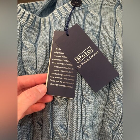 NWT Polo Ralph Lauren Elbow-Patch Cable-Knit Cotton Sweater sz XL - Picture 5 of 7